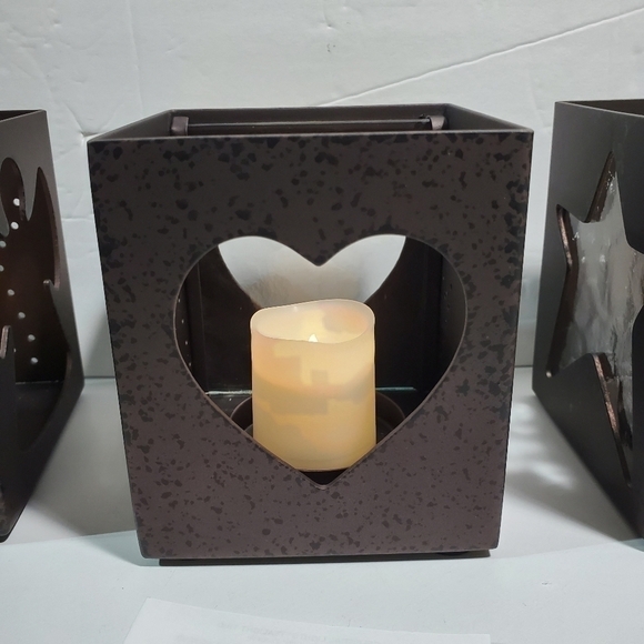 NIB Retired Partylite Celestial Lights Tealight Trio Metal glass candle holders - Picture 9 of 14